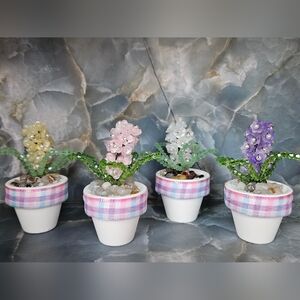 Colorful Beaded Spring Flower Pot Set